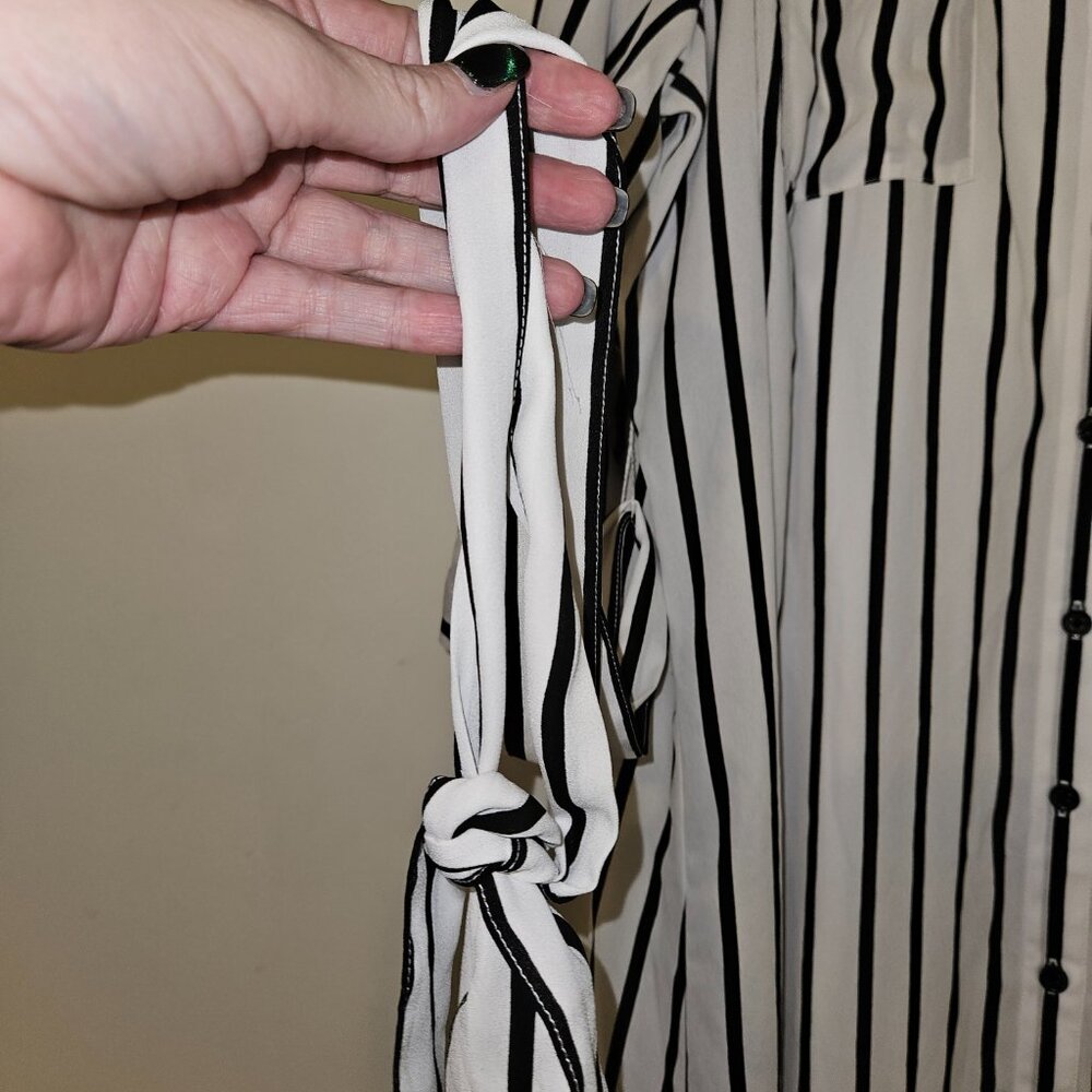 NWT Torrid Black & White Stripe Georgette Midi Shirt Dress (2X) - Picture 8 of 12